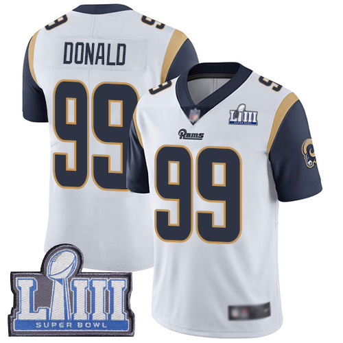 Los Angeles Rams Limited White Men Aaron Donald Road Jersey NFL Football #99 Super Bowl LIII Bound Vapor Untouchable